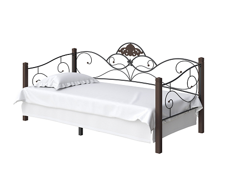 Кровать с ящиками Garda 2R-Софа - Кровать-софа из массива березы с фигурной металлической решеткой. 