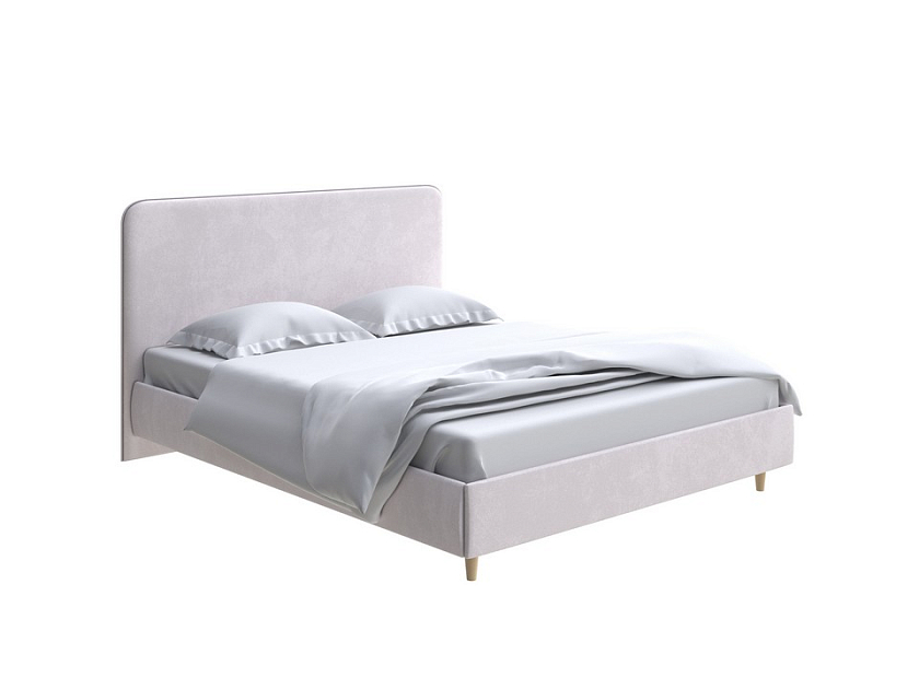 Кровать Mia 140x200 Ткань: Велюр Casa Лунный - Стильная кровать со встроенным основанием