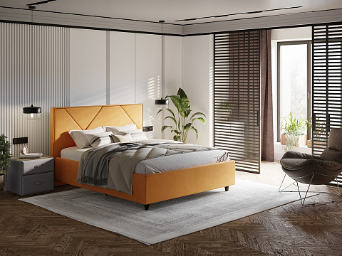 Кровать с мягким изголовьем Tessera Grand - Мягкая кровать с высоким изголовьем и стильными ножками из массива бука