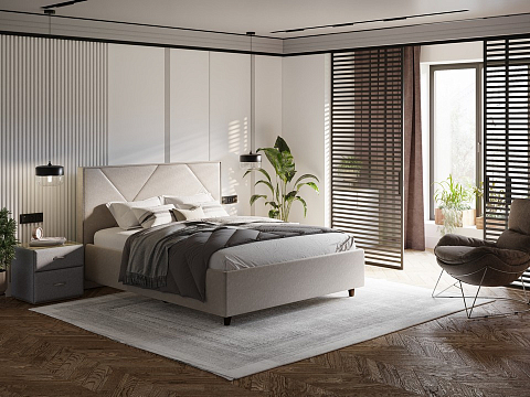 Односпальная кровать Tessera Grand - Мягкая кровать с высоким изголовьем и стильными ножками из массива бука