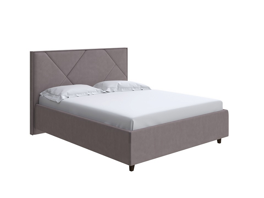 Кровать Tessera Grand 200x220 Ткань: Рогожка Тетра Мраморный - Мягкая кровать с высоким изголовьем и стильными ножками из массива бука