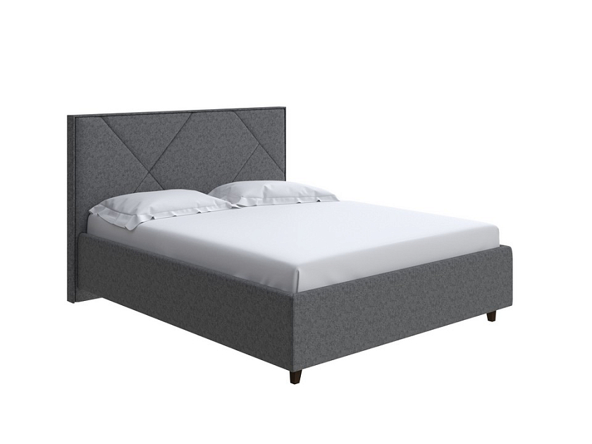 Кровать Tessera Grand 120x200 Ткань: Рогожка Levis 85 Серый - Мягкая кровать с высоким изголовьем и стильными ножками из массива бука