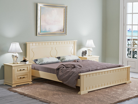 Большая кровать Milena-М - Модель из маcсива. Изголовье украшено декоративной резкой.