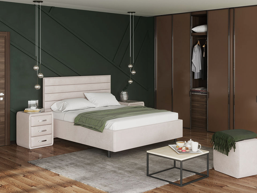 Кровать Verona 80x190 Ткань: Велюр Teddy Жемчужный - Кровать в лаконичном дизайне в обивке из мебельной ткани или экокожи.