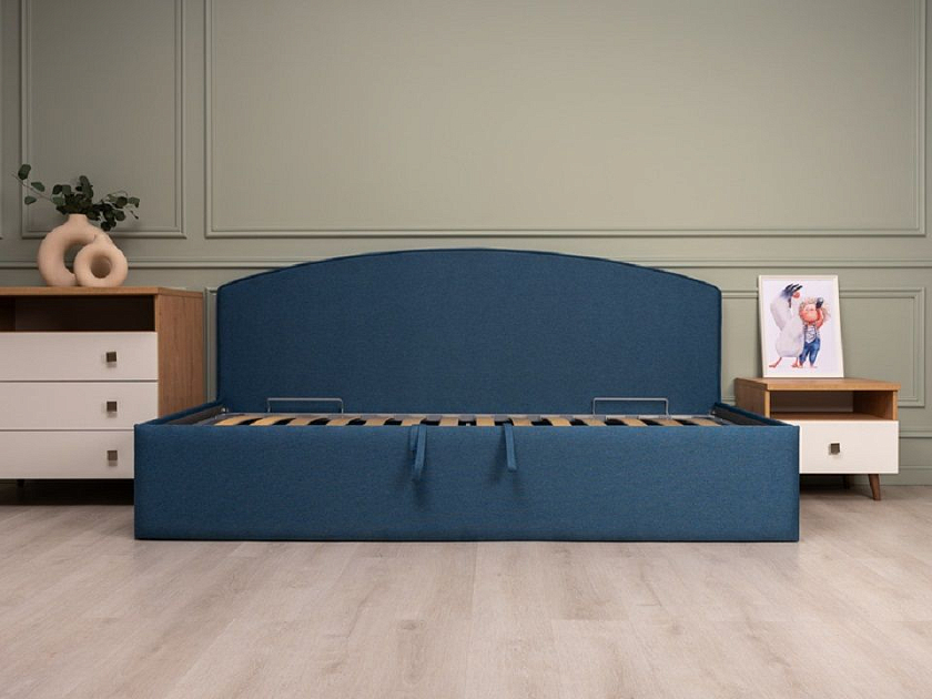 Кровать Hippo c подъемным механизмом 90x200 Ткань: Рогожка Тетра Голубой - Удобная детская кровать с подъемным механизмом в мягкой обивке