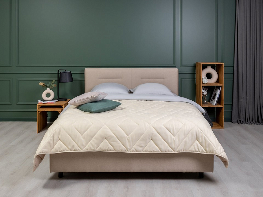 Кровать Nuvola-8 NEW 180x200 Ткань: Рогожка Тетра Брауни - Кровать в лаконичном стиле с горизонтальной отстрочкой  в изголовье