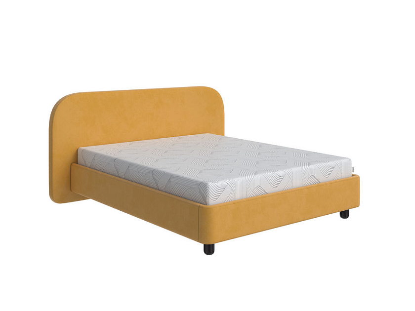 Кровать Sten Bro 80x190 Ткань/Массив (береза) Diva Шафран/Венге - Симметричная мягкая кровать.