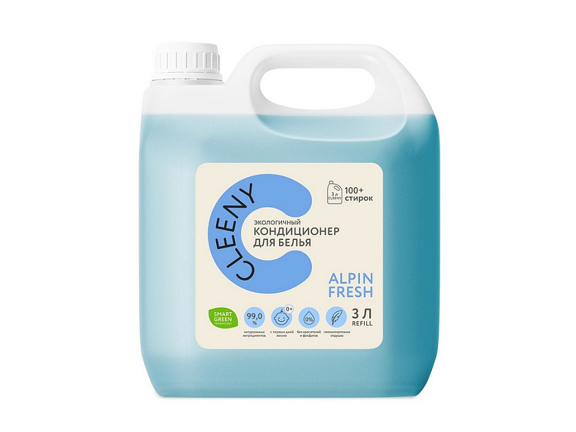 Кондиционер-ополаскиватель для белья Cleeny 18x12   - Экологичный кондиционер для белья с ароматом альпийской свежести