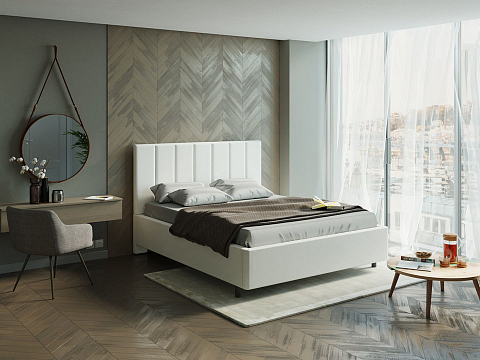 Кровать с высоким изголовьем Oktava - Кровать в лаконичном дизайне в обивке из мебельной ткани или экокожи.