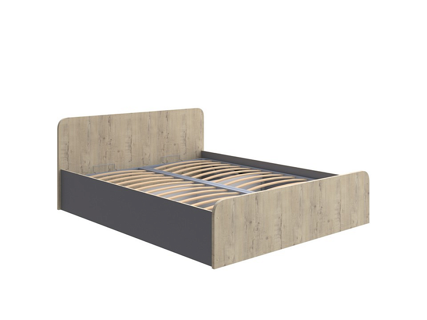Кровать Way Plus с подъемным механизмом 140x200 ЛДСП Бунратти/Вулканический серый - Кровать в эко-стиле с глубоким бельевым ящиком