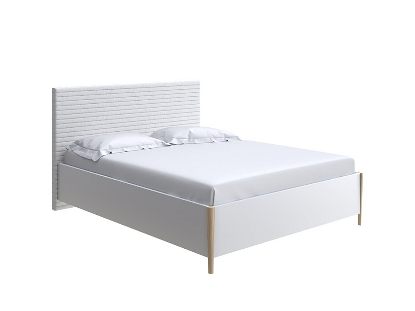Кровать Rona 90x200  Белый/Тетра Молочный - Классическая кровать с геометрической стежкой изголовья