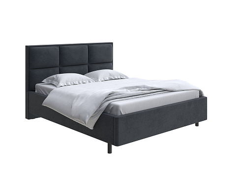 Черная кровать Malina - Изящная кровать без встроенного основания из массива сосны с мягкими элементами.