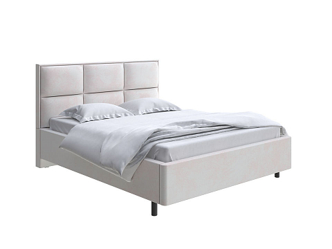 Кровать с высоким изголовьем Malina - Изящная кровать без встроенного основания из массива сосны с мягкими элементами.