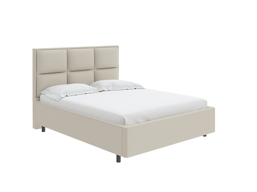 Кровать Malina 160x200 Ткань: Флок Бентлей Айвори - Изящная кровать без встроенного основания из массива сосны с мягкими элементами.