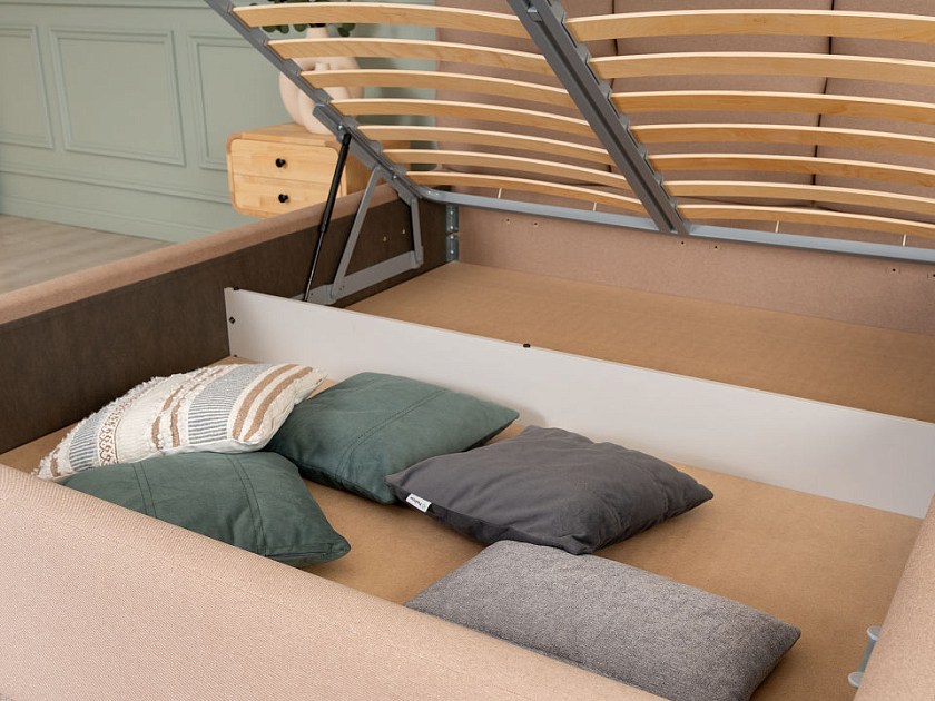 Кровать Malina 160x200 Ткань: Флок Бентлей Айвори - Изящная кровать без встроенного основания из массива сосны с мягкими элементами.