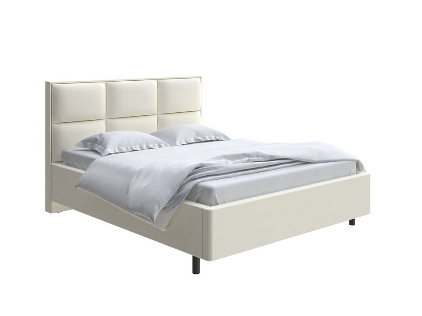 Кровать Malina 140x200 Экокожа Кремовый - Изящная кровать без встроенного основания из массива сосны с мягкими элементами.