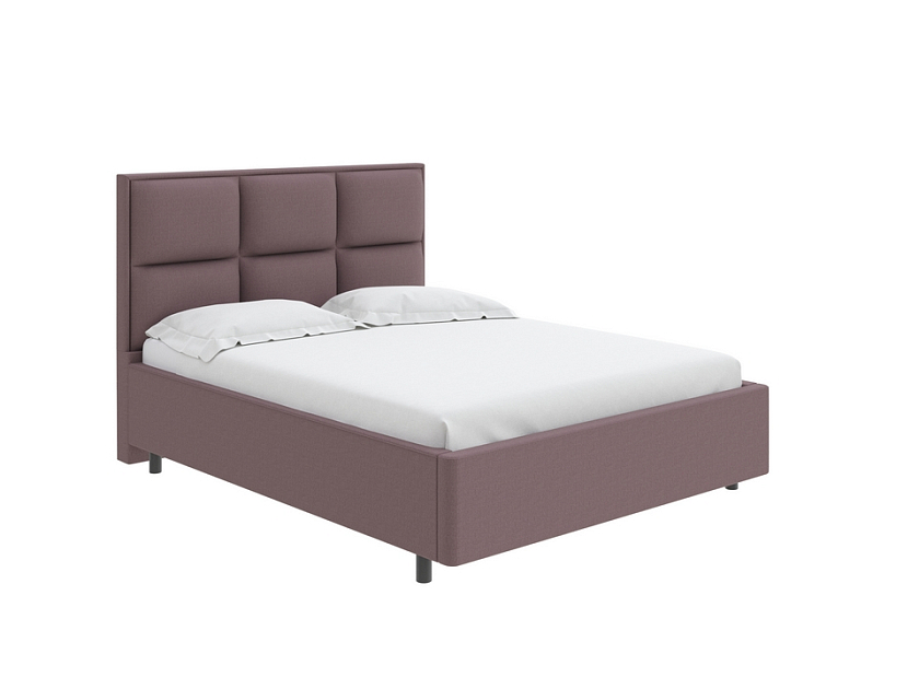 Кровать Malina 160x200 Ткань: Рогожка Тетра Слива - Изящная кровать без встроенного основания из массива сосны с мягкими элементами.