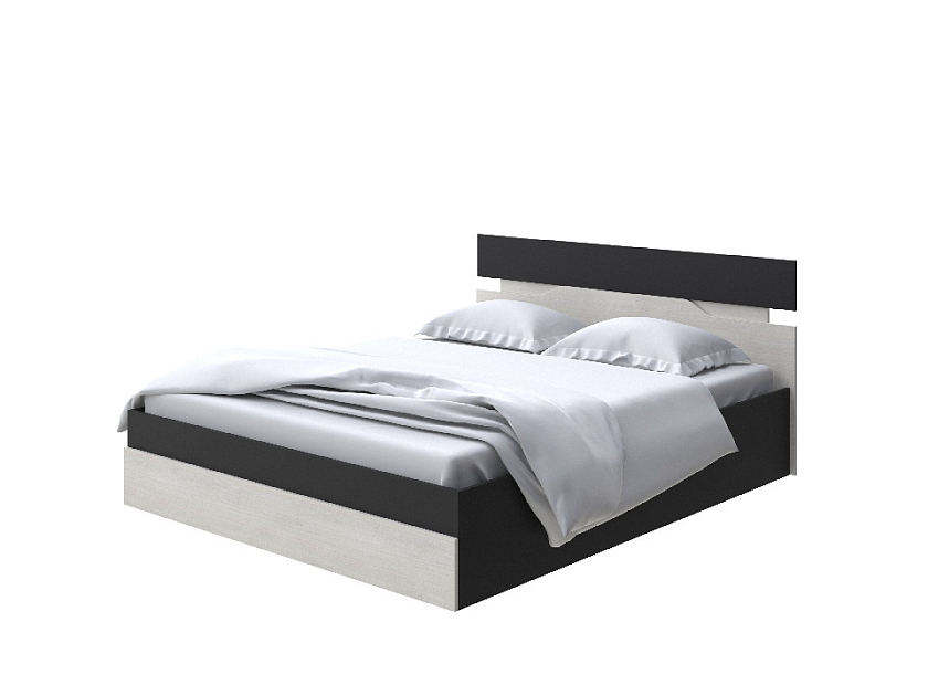 Кровать Milton с подъемным механизмом 90x200 ЛДСП Черный/Дуб Шамони светлый - Современная кровать с подъемным механизмом.