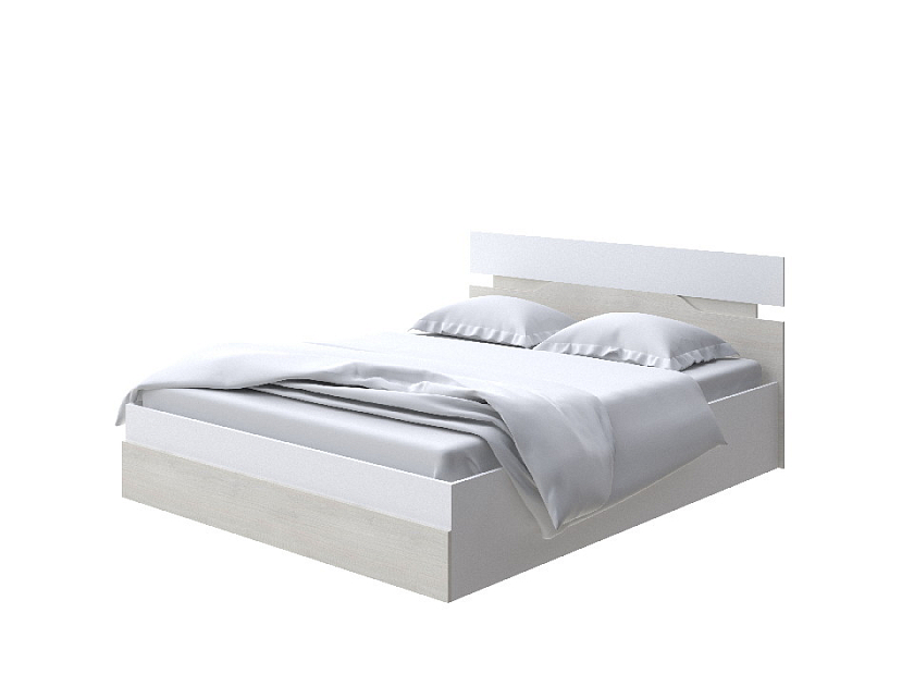 Кровать Milton с подъемным механизмом 140x200 ЛДСП Белый/Дуб Шамони светлый - Современная кровать с подъемным механизмом.