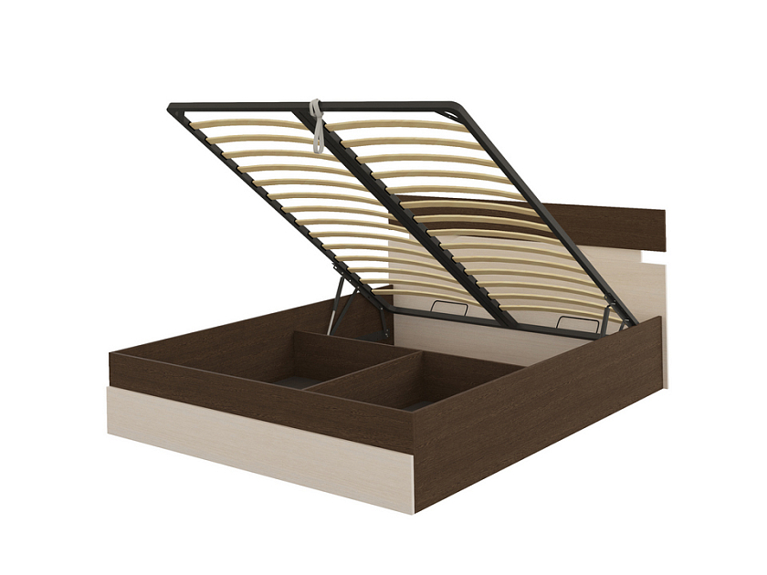 Кровать Milton с подъемным механизмом 90x190 ЛДСП Дуб Венге/Черный - Современная кровать с подъемным механизмом.