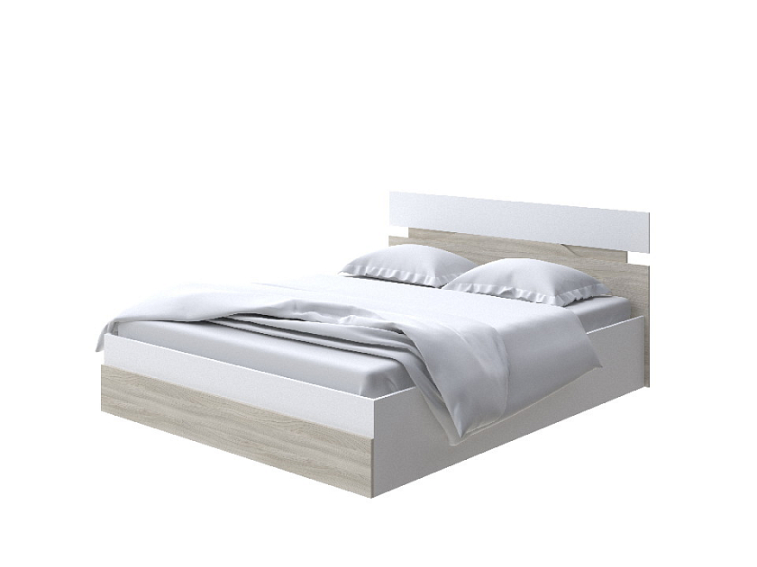 Кровать Milton с подъемным механизмом 120x200 ЛДСП Белый/Ясень Шимо светлый - Современная кровать с подъемным механизмом.