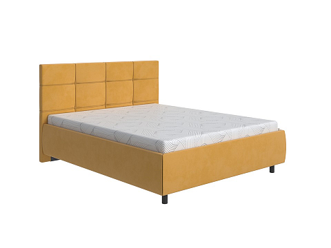 Желтая кровать New Life - Кровать в стиле минимализм с декоративной строчкой