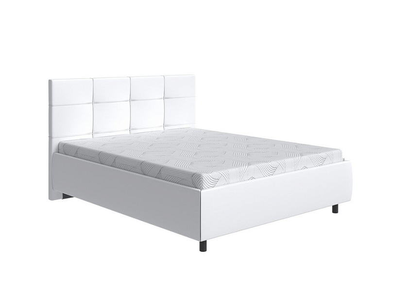 Кровать New Life 140x200 Экокожа Белый - Кровать в стиле минимализм с декоративной строчкой