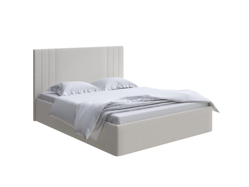 Кровать Liberty 160x200 Ткань: Жаккард Tesla Бежевый - Аккуратная мягкая кровать в обивке из мебельной ткани