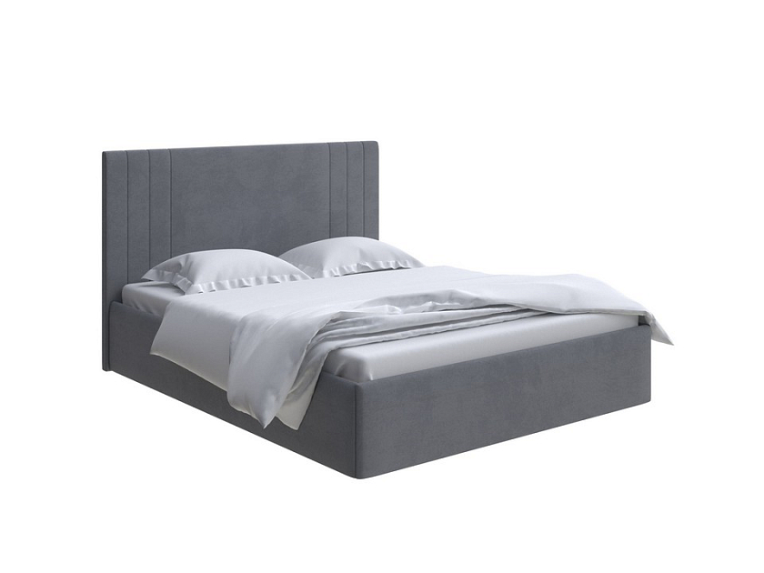 Кровать Liberty 90x200 Ткань: Велюр Ultra Мокрый асфальт - Аккуратная мягкая кровать в обивке из мебельной ткани