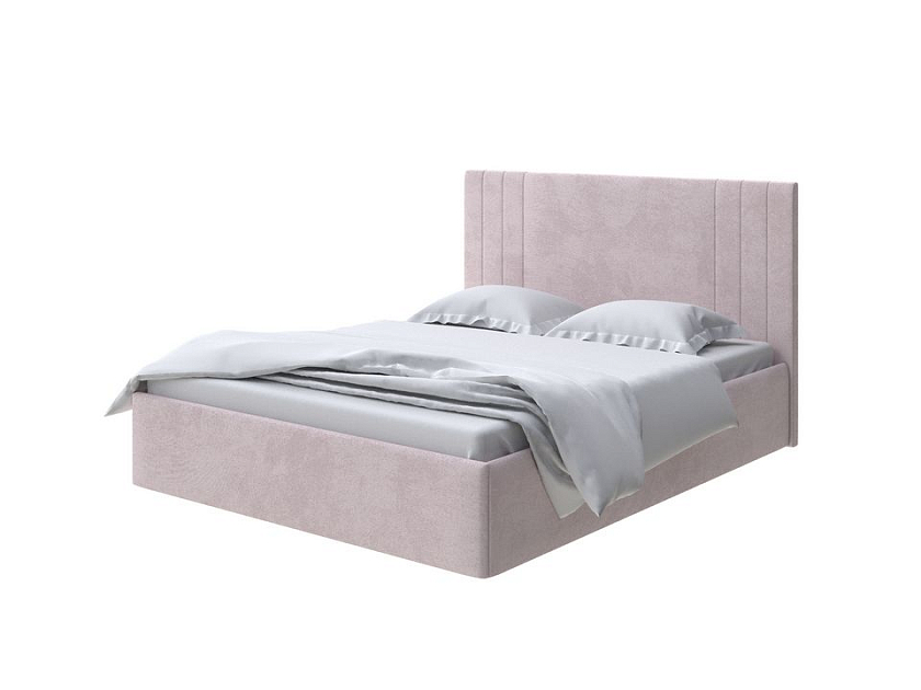 Кровать Liberty 160x200 Ткань: Велюр Teddy Лунный - Аккуратная мягкая кровать в обивке из мебельной ткани