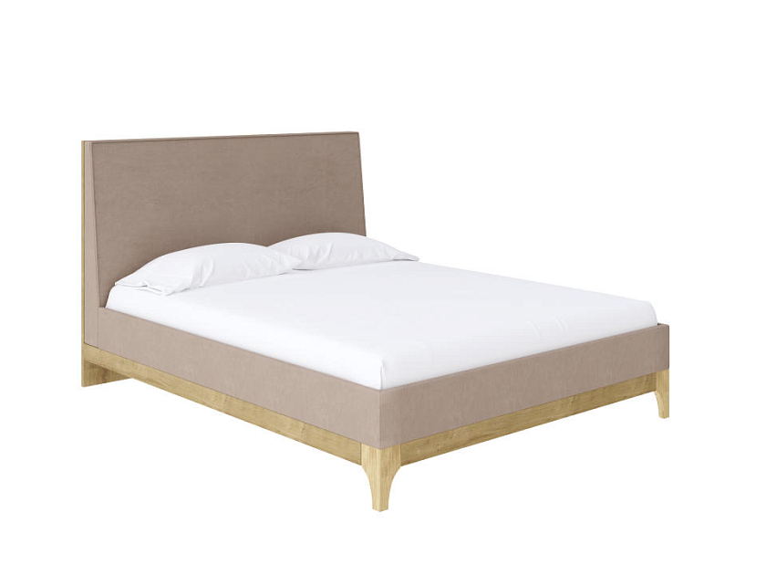 Кровать Odda 160x200  Белый Жемчуг/Тетра Молочный - Мягкая кровать из ЛДСП в скандинавском стиле