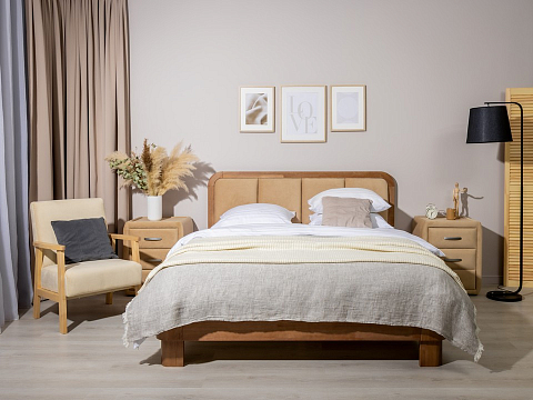 Кровать 120х200 Hemwood - Кровать из натурального массива сосны с мягким изголовьем