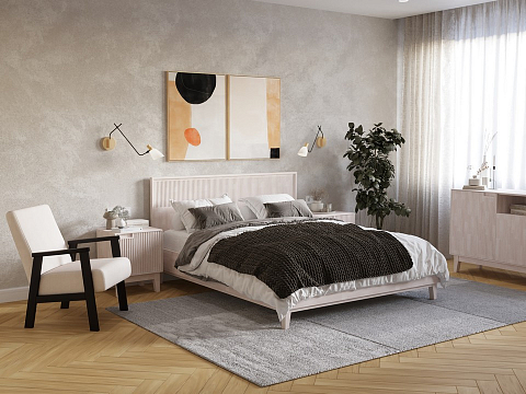 Кровать из дерева Tempo - Кровать из массива с вертикальной фрезеровкой и декоративным обрамлением изголовья