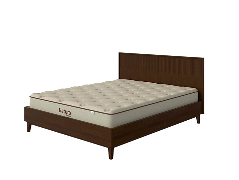 Кровать 80х190 Tempo - Кровать из массива с вертикальной фрезеровкой и декоративным обрамлением изголовья