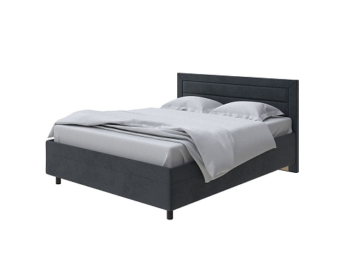 Черная кровать Next Life 2 - Cтильная модель в стиле минимализм с горизонтальными строчками