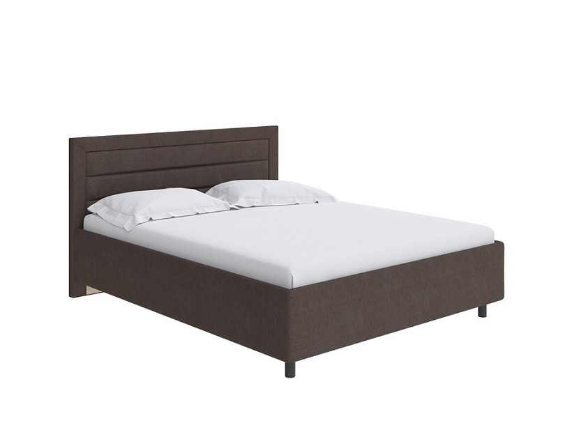 Кровать Next Life 2 80x190 Экокожа Коричневый с бежевым - Cтильная модель в стиле минимализм с горизонтальными строчками
