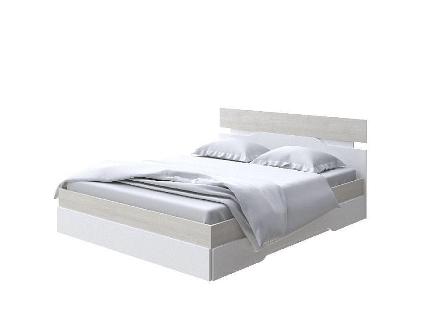 Кровать Milton 80x190 ЛДСП Дуб Шамони светлый/Белый - Современная кровать с оригинальным изголовьем.
