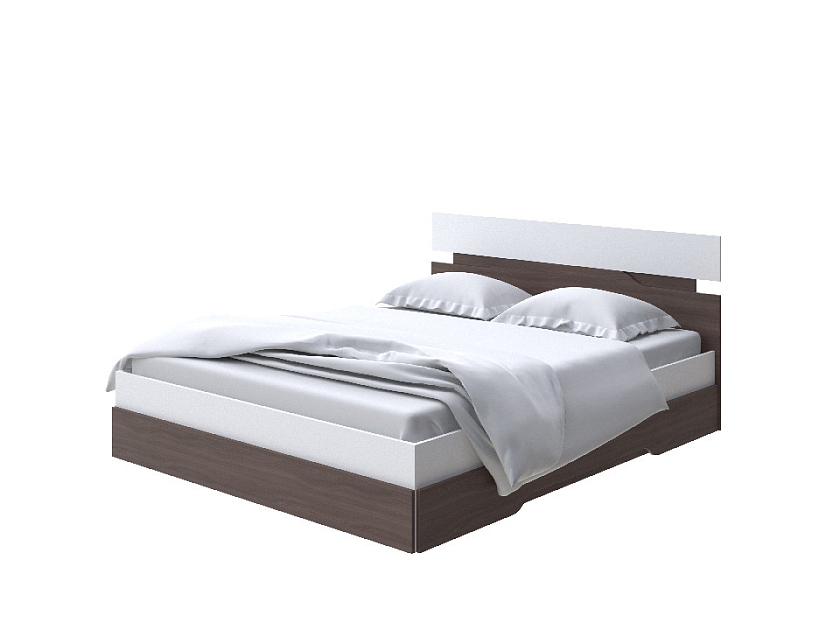 Кровать Milton 80x190 ЛДСП Белый/Ясень Шимо Темный - Современная кровать с оригинальным изголовьем.