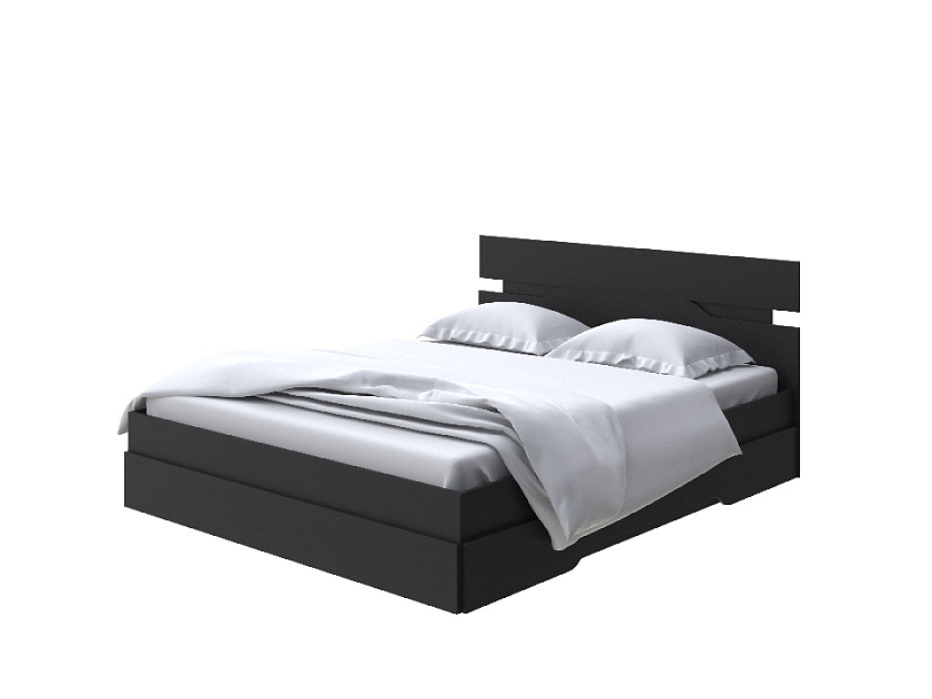 Кровать Milton 90x190 ЛДСП Черный - Современная кровать с оригинальным изголовьем.
