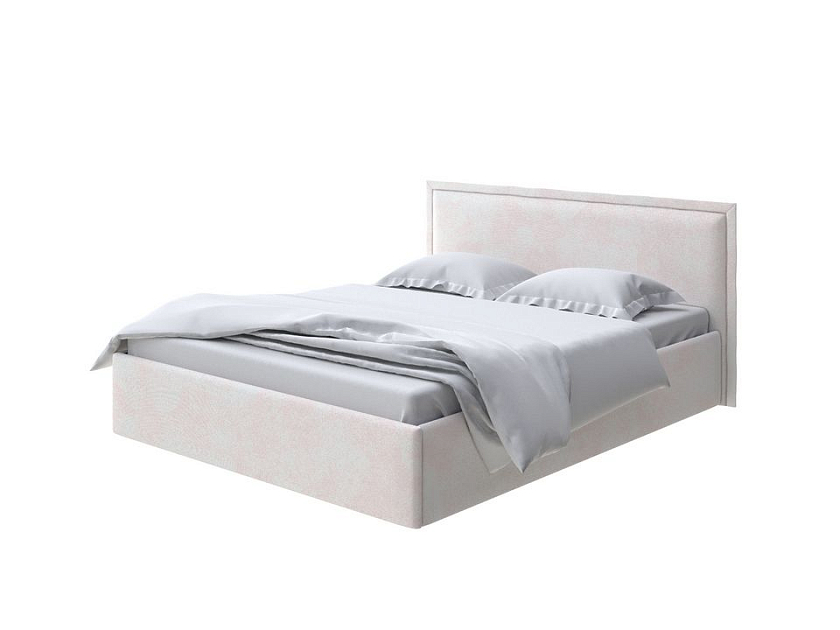 Кровать Aura Next 160x200 Ткань: Велюр Teddy Жемчужный - Кровать в лаконичном дизайне в обивке из мебельной ткани