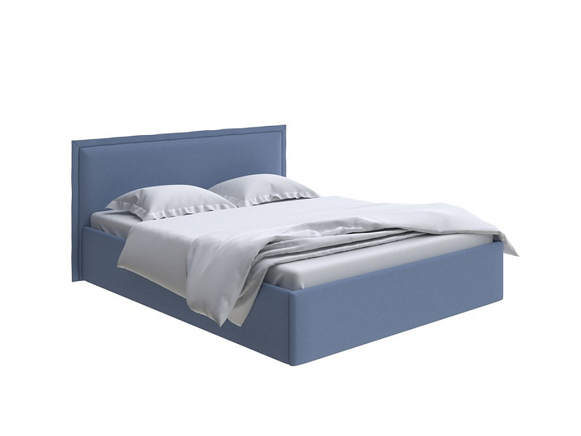 Кровать Aura Next 160x200 Ткань: Велюр Scandi Cotton 22 Морская гроза - Кровать в лаконичном дизайне в обивке из мебельной ткани