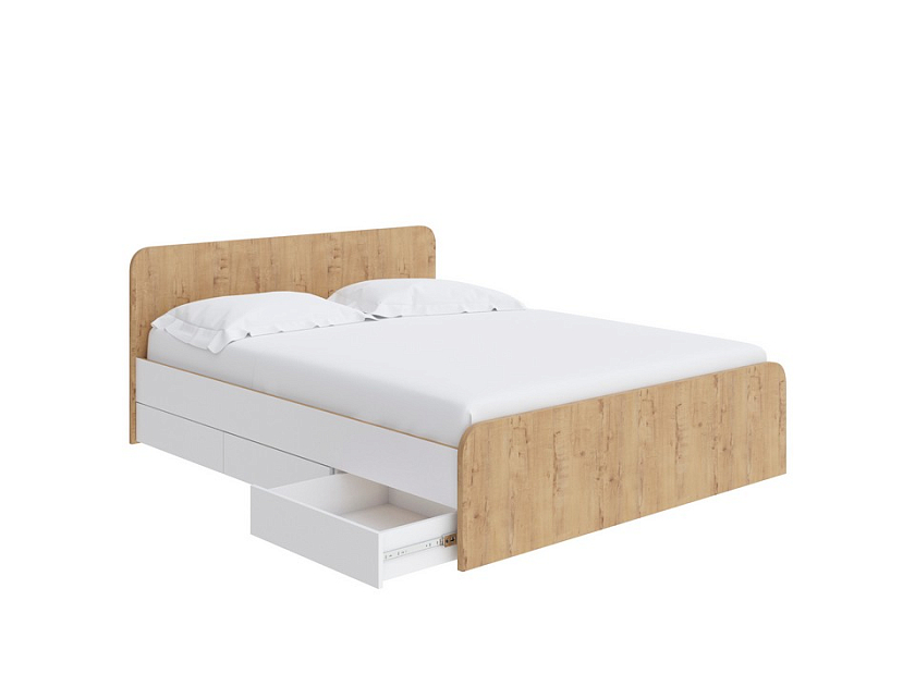 Кровать Way Plus 180x200 ЛДСП Бунратти/Белый Жемчуг - Кровать в современном дизайне в Эко стиле.