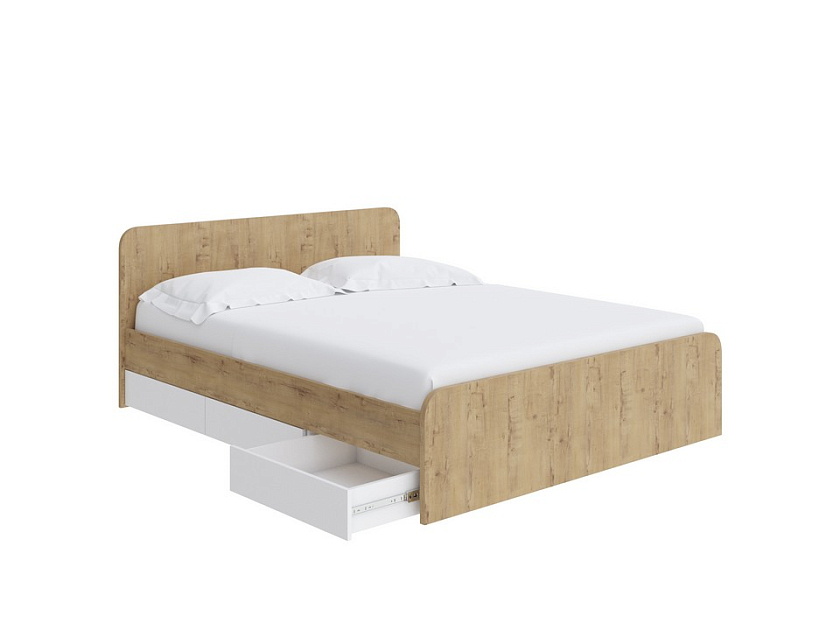Кровать Way Plus 120x200 ЛДСП Дуб Кантербери/Белый Жемчуг - Кровать в современном дизайне в Эко стиле.
