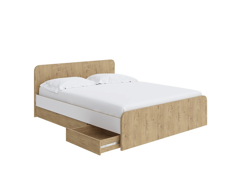 Кровать Way Plus 160x200 ЛДСП Бунратти/Белый Жемчуг - Кровать в современном дизайне в Эко стиле.