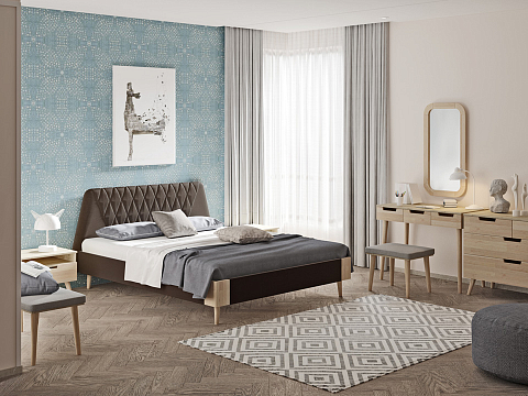 Кровать Lagom Hill Soft - Оригинальная кровать в обивке из мебельной ткани.