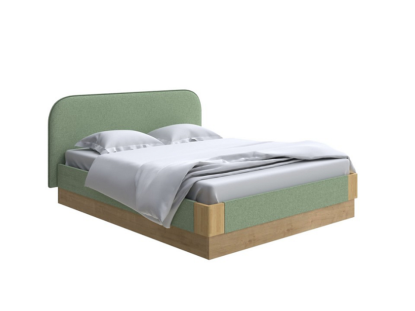 Кровать Lagom Plane Soft с подъемным механизмом 140x190 Ткань/Массив (береза) Лама Авокадо/Масло-воск Natura (Береза) - Кровать с ПМ. 