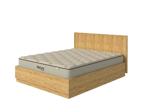 Деревянная кровать Tempo с подъемным механизмом - Кровать с ПМ с вертикальной фрезеровкой и декоративным обрамлением изголовья