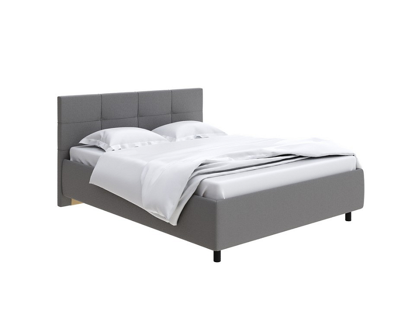 Кровать Next Life 1 80x190 Ткань: Рогожка Тетра Яблоко - Современная кровать в стиле минимализм с декоративной строчкой