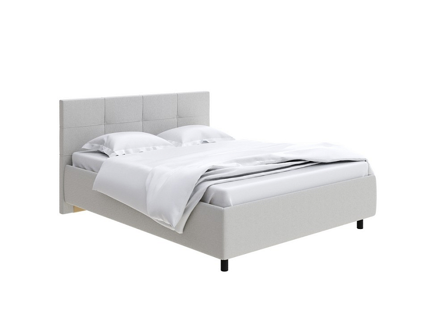 Кровать Next Life 1 180x200 Ткань: Рогожка Тетра Молочный - Современная кровать в стиле минимализм с декоративной строчкой