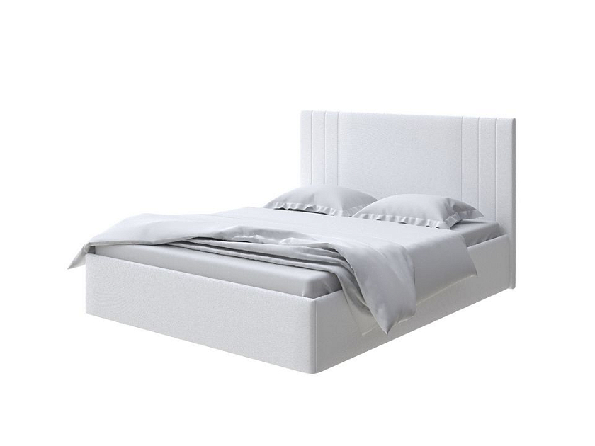 Кровать Liberty с подъемным механизмом 80x200 Ткань: Велюр Teddy Снежный - Аккуратная мягкая кровать с бельевым ящиком